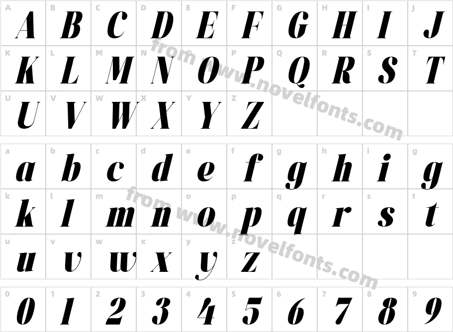 Magilne ItalicCharacter Map