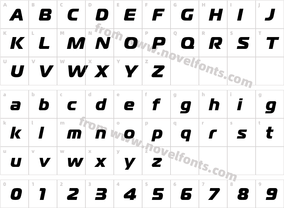 Magistral Extra Bold ItalicW08Character Map