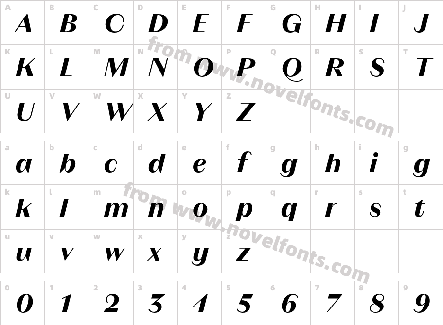 Magnat Head Bold ItalicCharacter Map