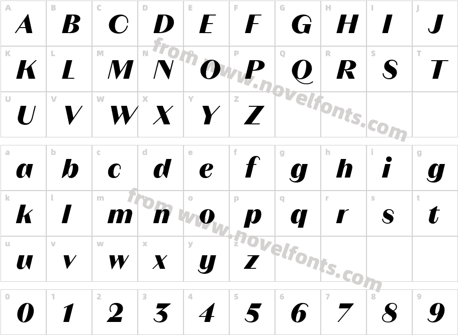 Magnat Head Extra Bold ItalicCharacter Map