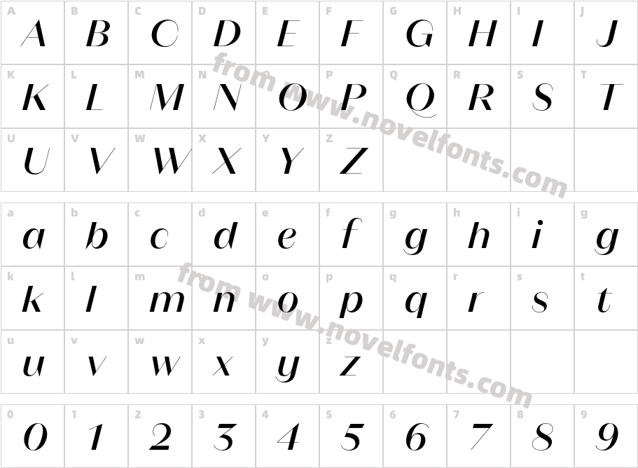 Magnat Poster Medium ItalicCharacter Map