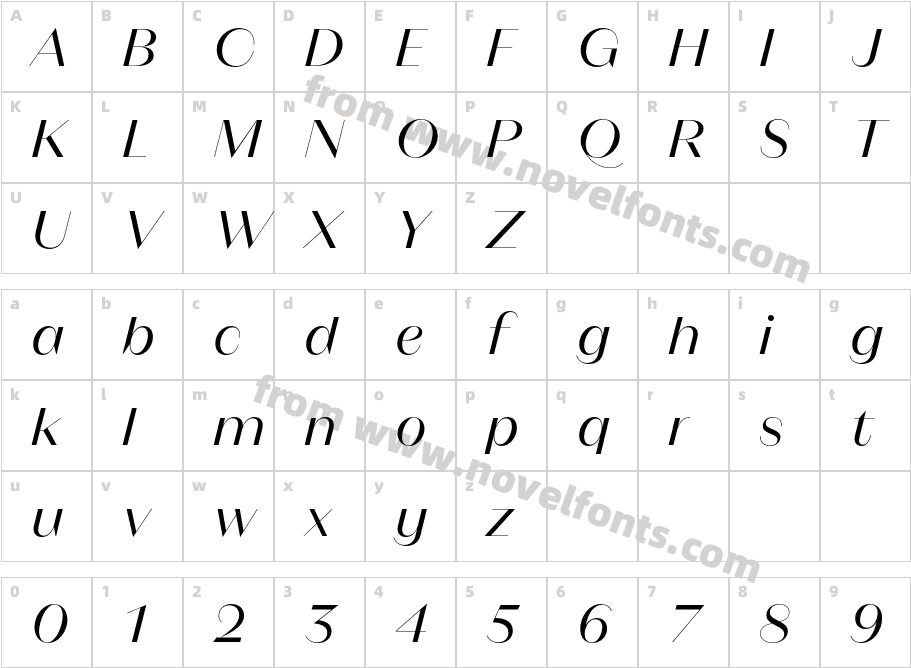 Magnat Poster Regular ItalicCharacter Map