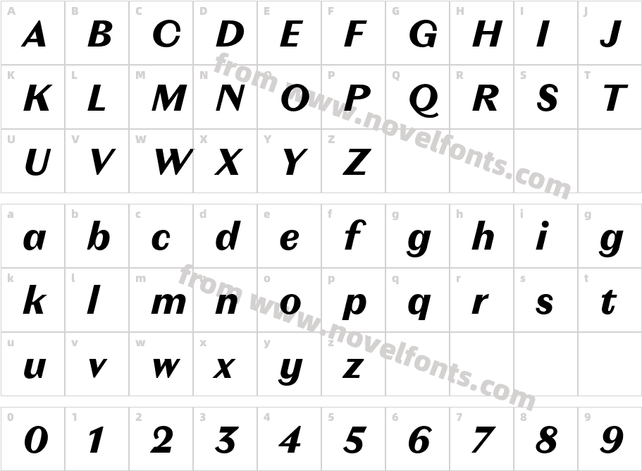 Magnat Text Bold ItalicCharacter Map