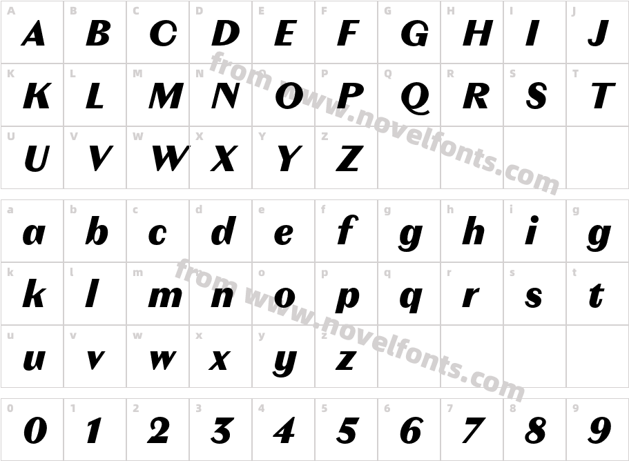 Magnat Text Extra Bold ItalicCharacter Map