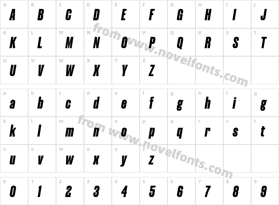 Magno Sans Trial Black ObliqueCharacter Map