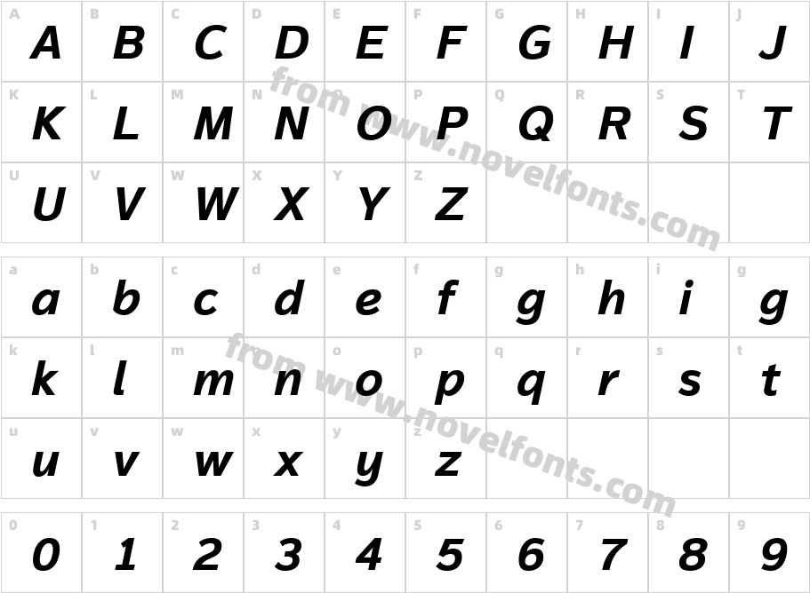 Magnum Sans W01 Bold ItalicCharacter Map