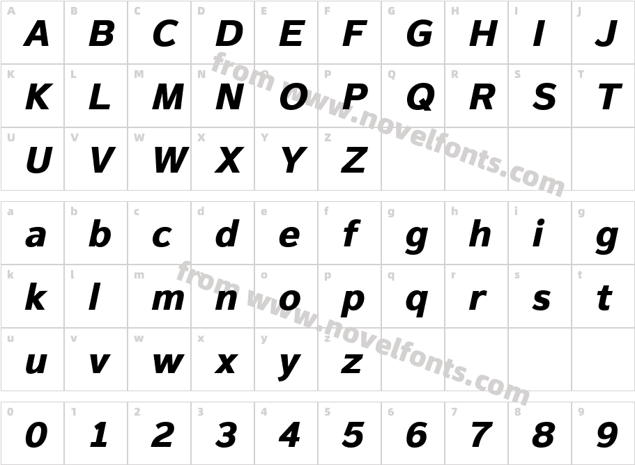 Magnum Sans W01 Extra Bold OblCharacter Map