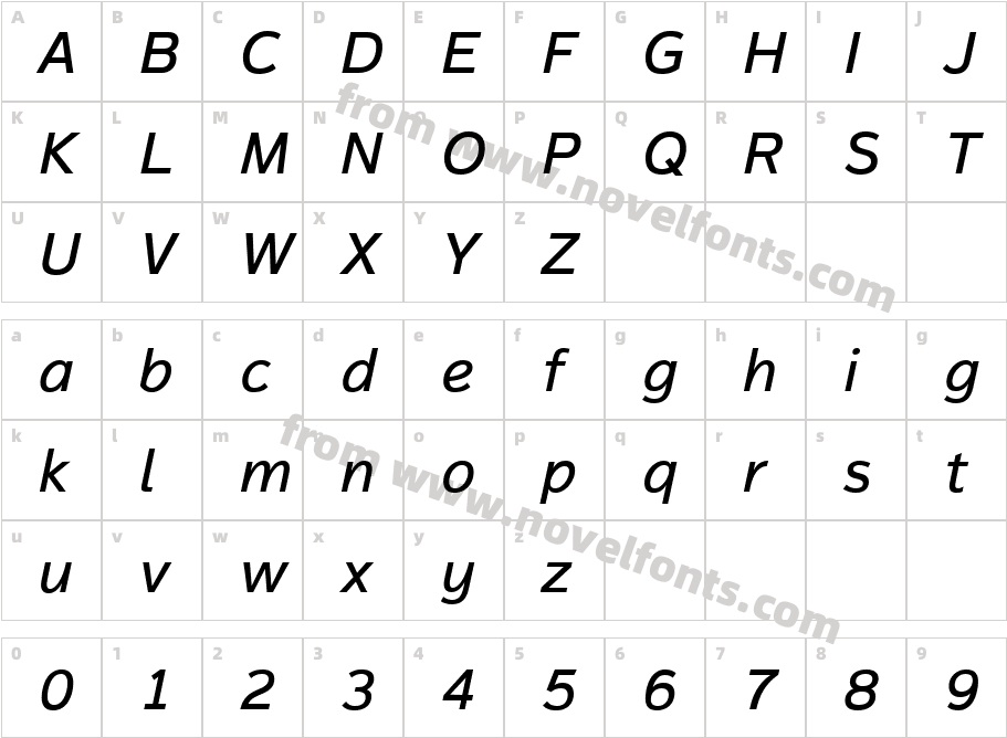 Magnum Sans W01 Medium ItalicCharacter Map