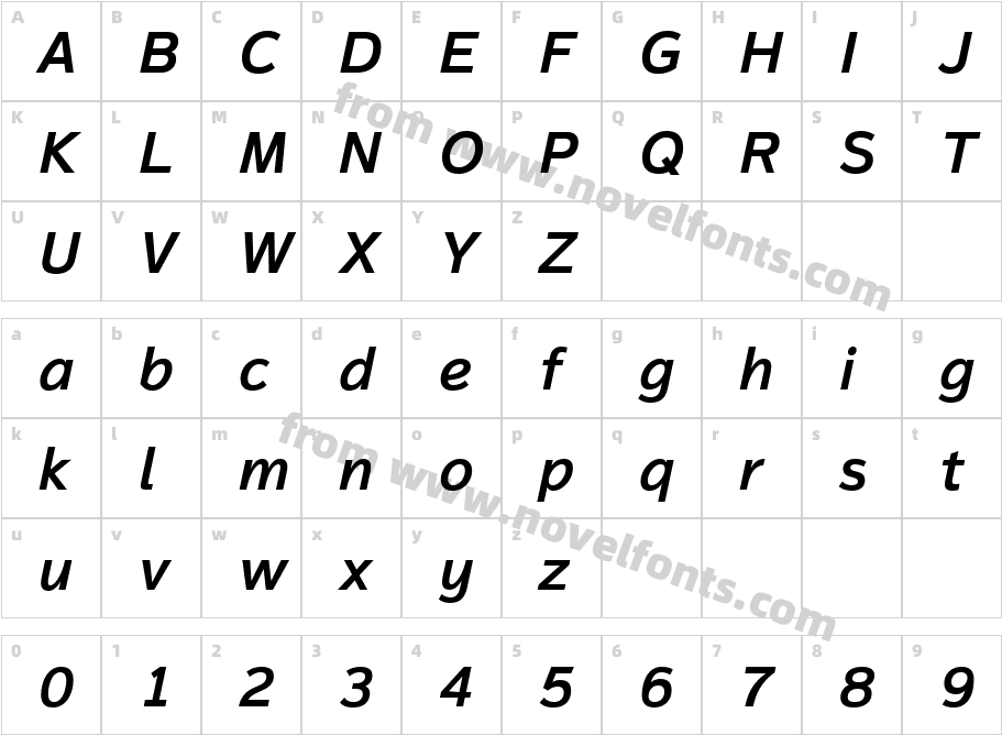Magnum Sans W01 Semibold ItCharacter Map