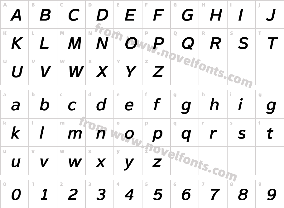 Magnum Sans W01 Semibold OblCharacter Map