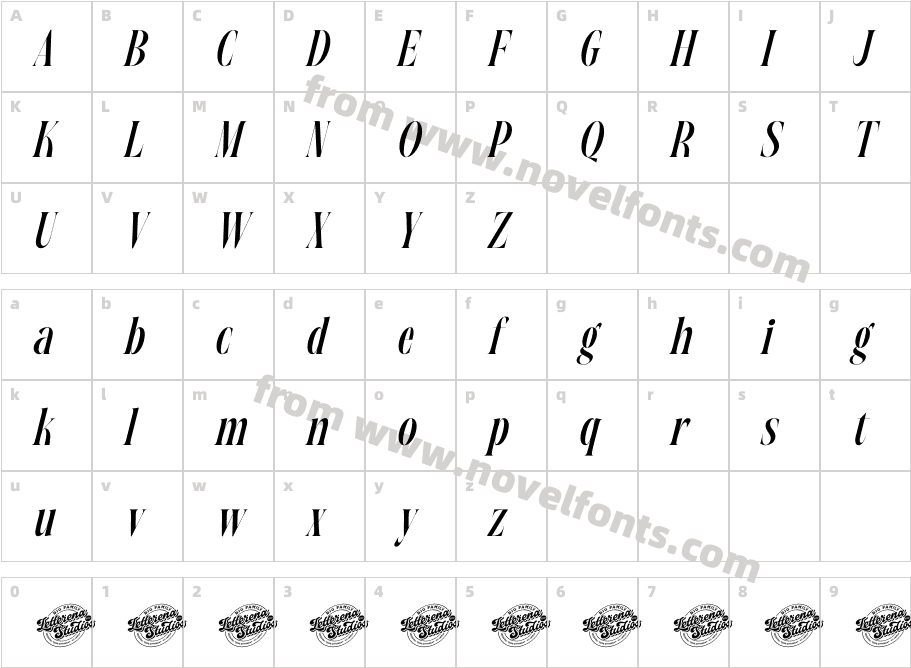 Magrefin Italic DEMO VERSION ItalicCharacter Map