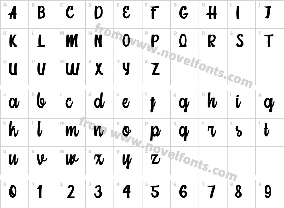 Mainstream Script MediumCharacter Map