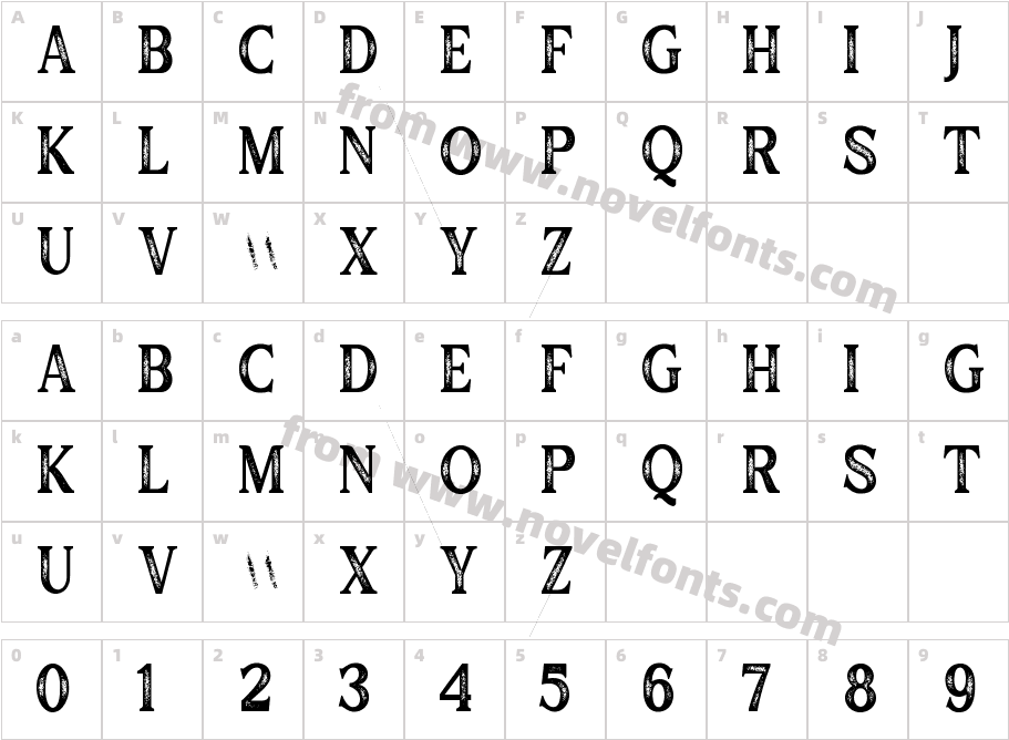 Major Birch Condensed StampCharacter Map