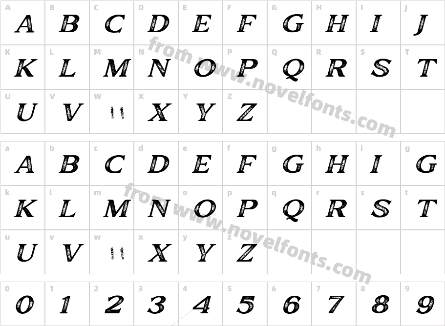 Major Birch Expanded Stamp SlantCharacter Map