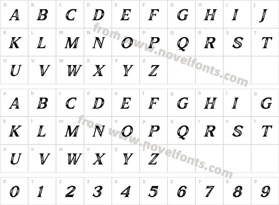 MajorBirch-StampSlantCharacter Map