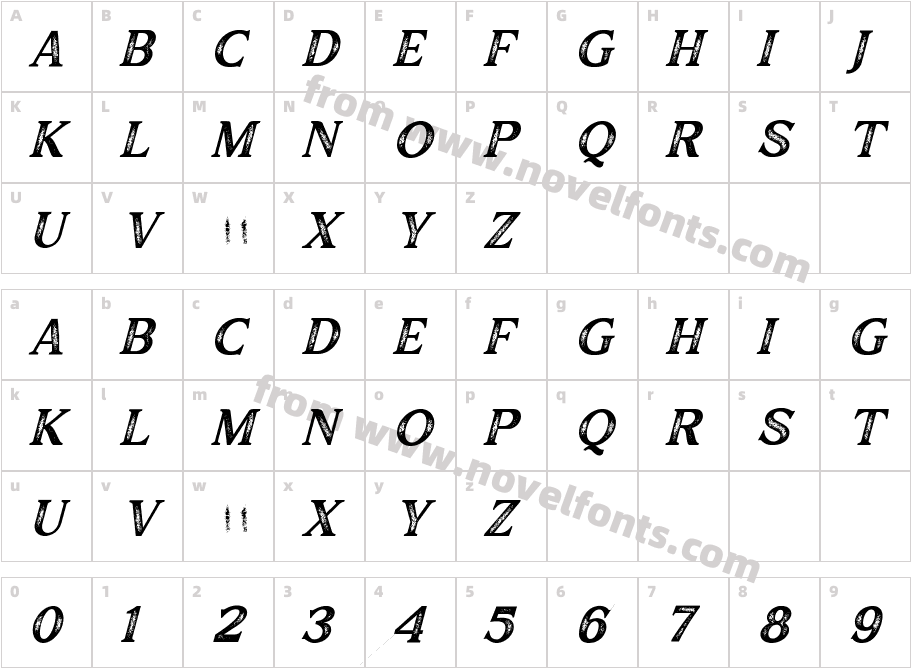 MajorBirch-StampSlantCharacter Map