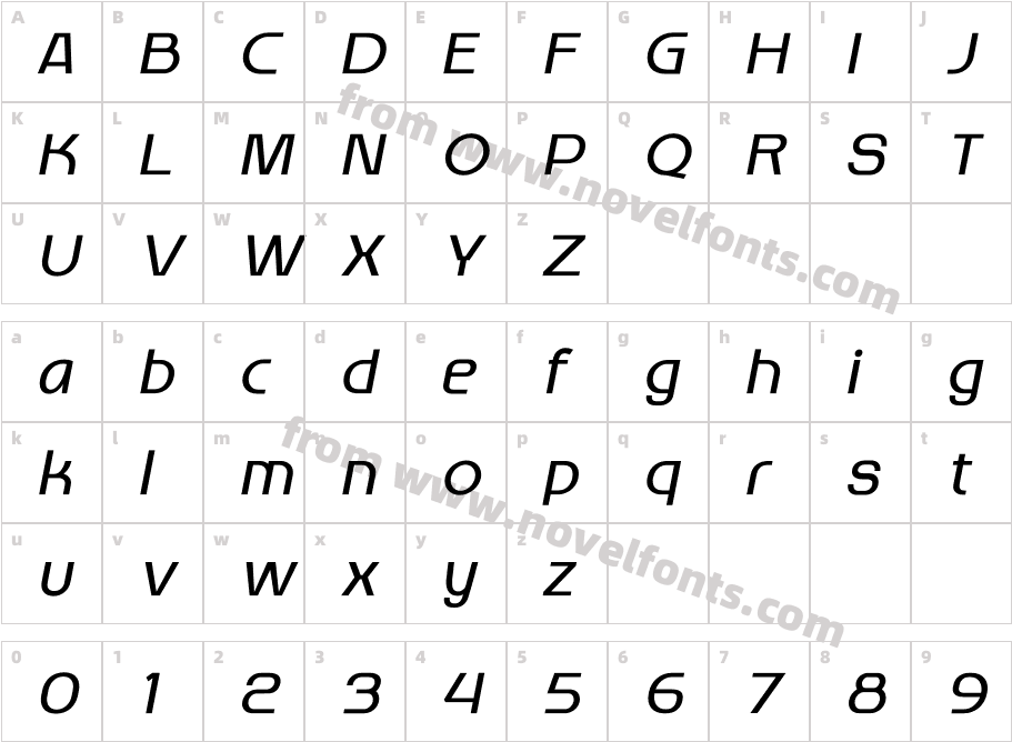 Makio ItalicCharacter Map