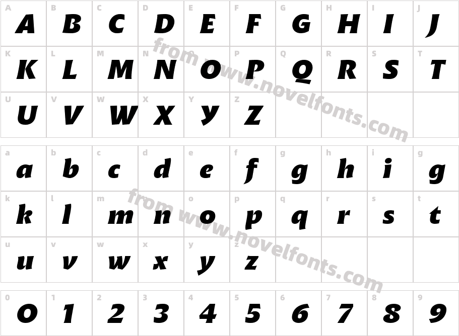 Malik Extrabold ItalicCharacter Map