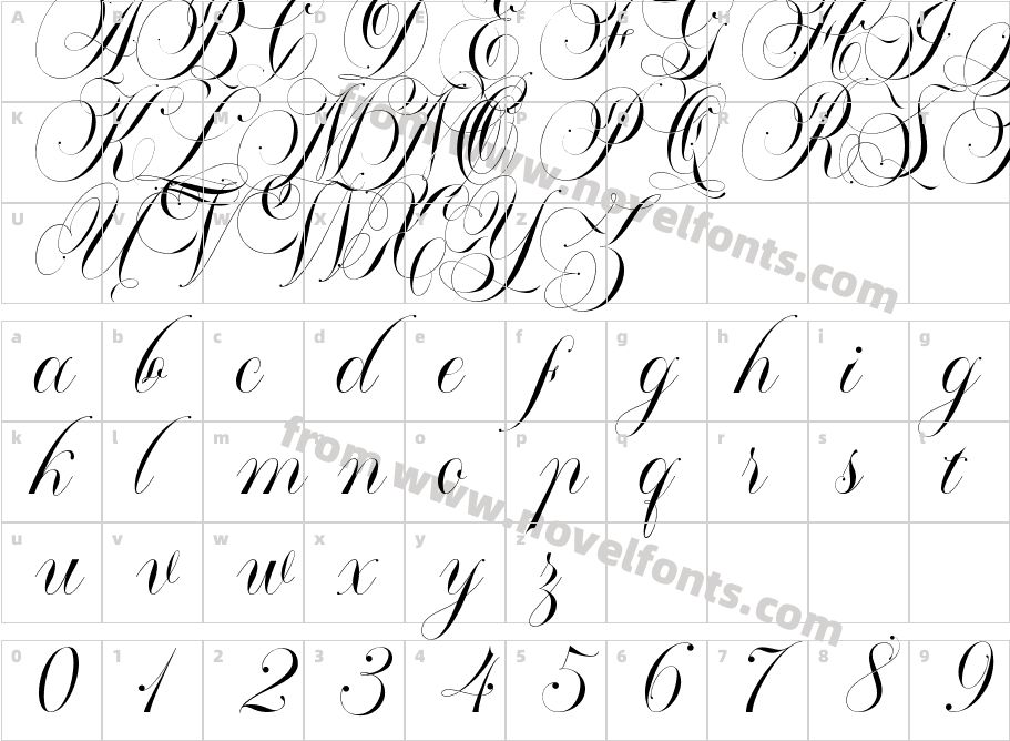 Mallaire CalligraphyCharacter Map