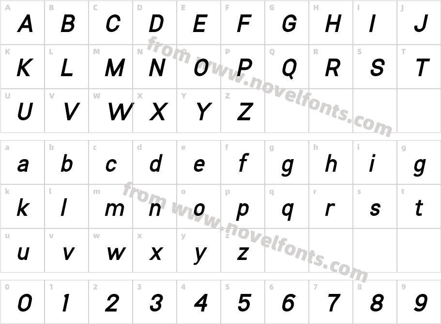 Manado Bold ItalicCharacter Map