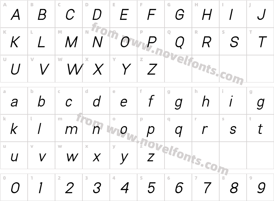 Manado ItalicCharacter Map