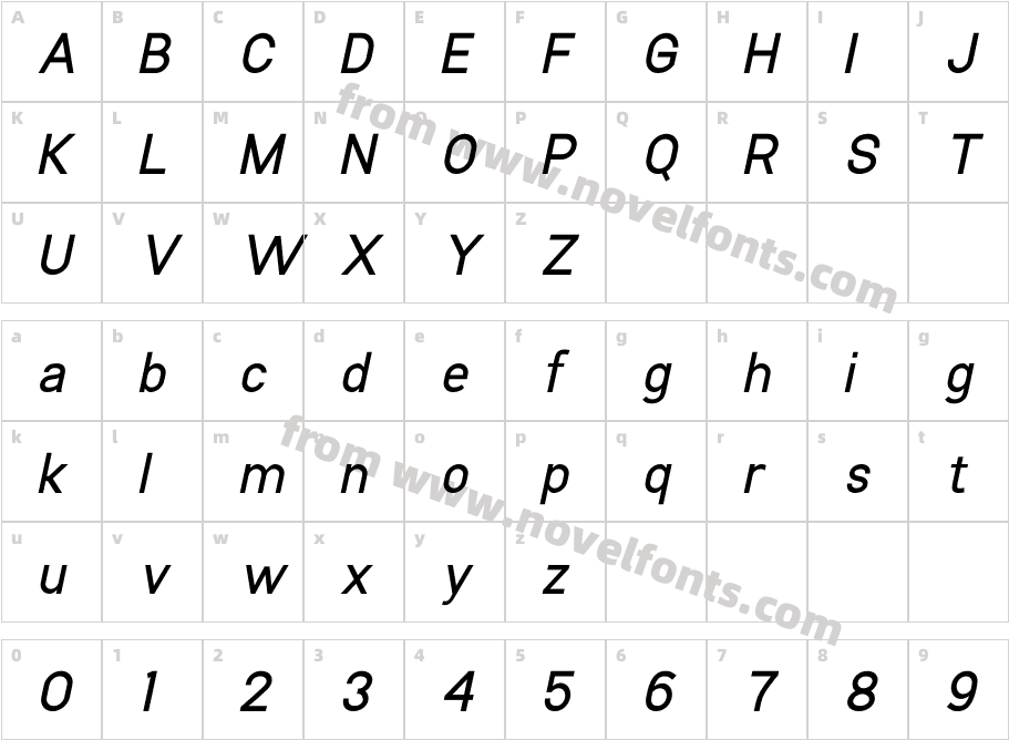 Manado Semibold ItalicCharacter Map
