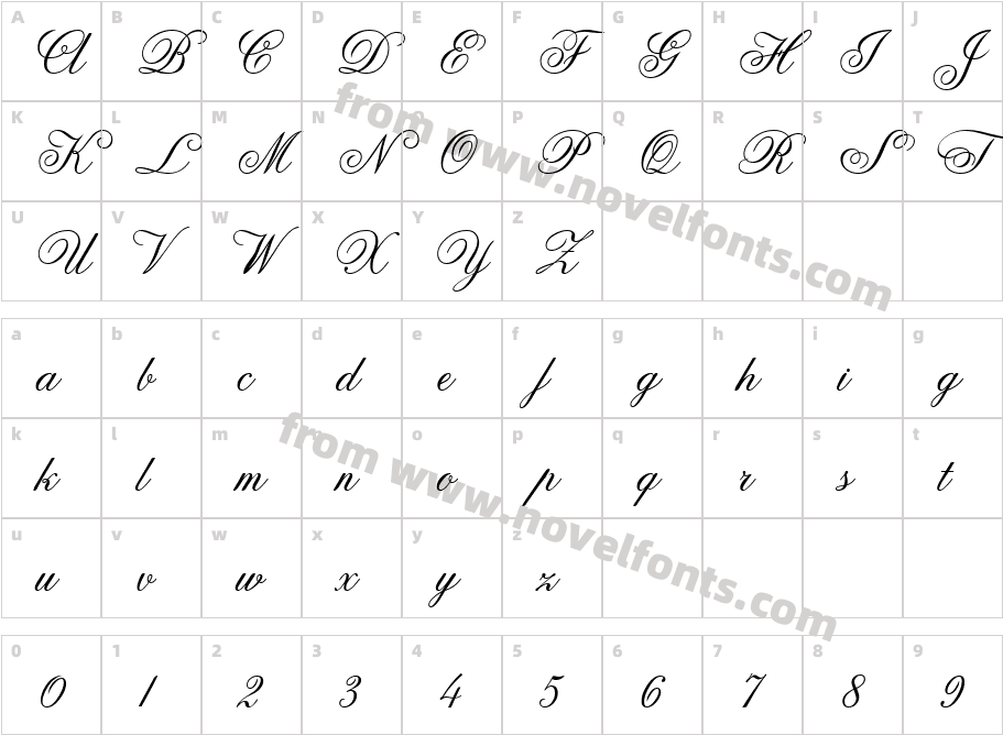 Anglia Script ConciseCharacter Map