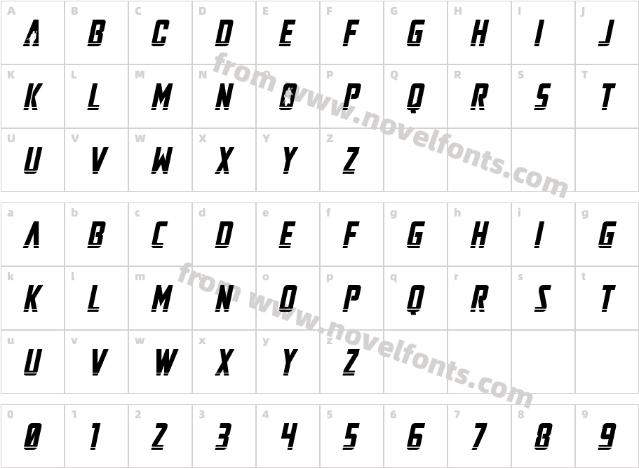 Mandalore Laser ItalicCharacter Map