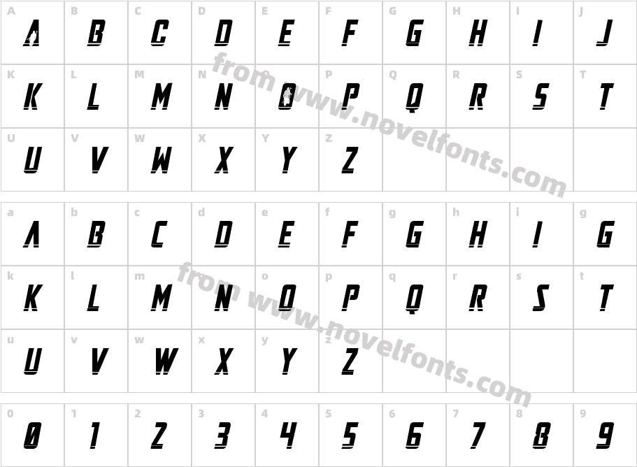 Mandalore Laser Rough ItalicCharacter Map