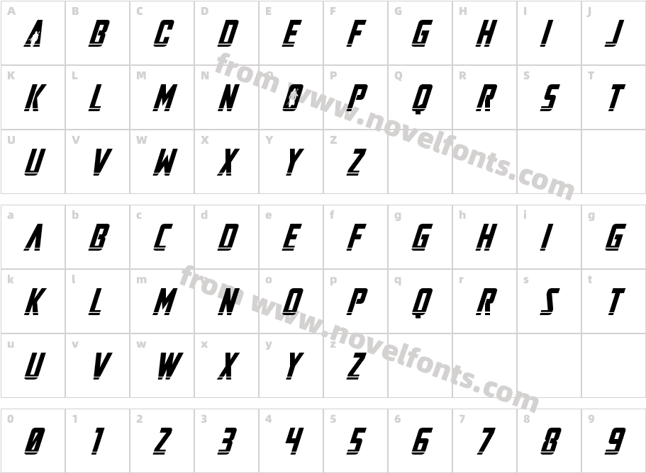 Mandalore Laser Super ItalicCharacter Map