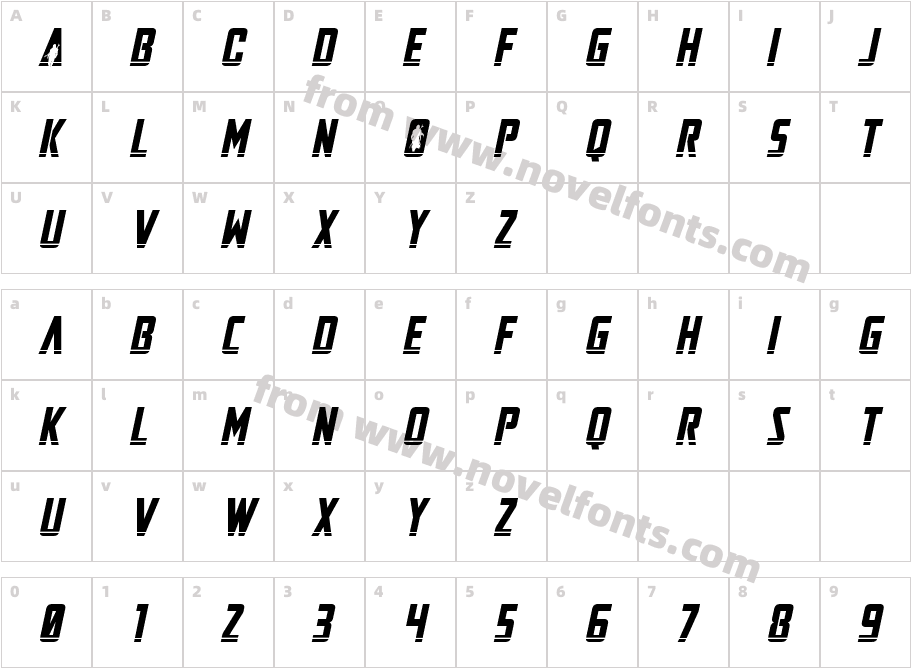 Mandalore Laser Title ItalicCharacter Map