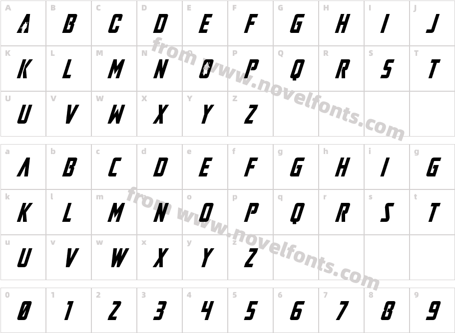 Mandalore Super ItalicCharacter Map