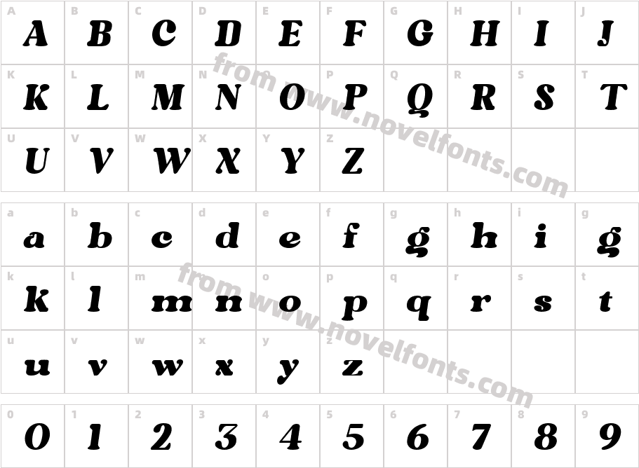 Mango Display ItalicCharacter Map