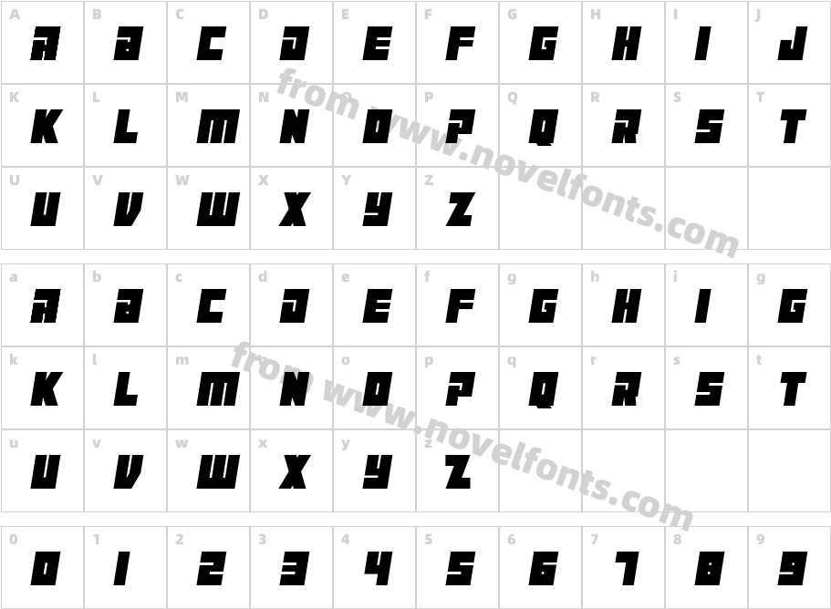 Maniac ItalicCharacter Map