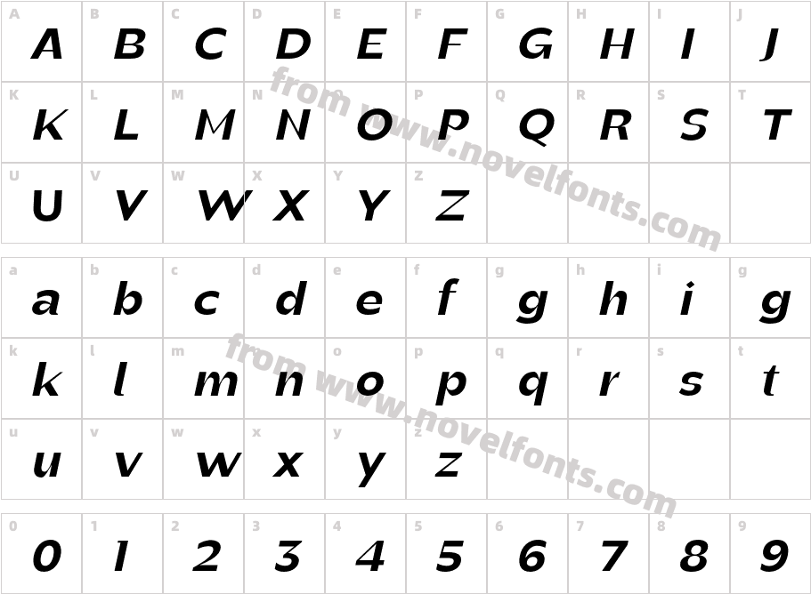 Manisans Extra Bold ItalicCharacter Map