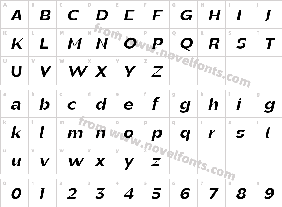 Manisans Extra Bold ItalicCharacter Map