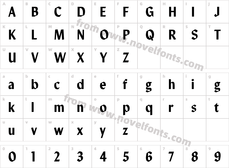 Manofa CondensedCharacter Map