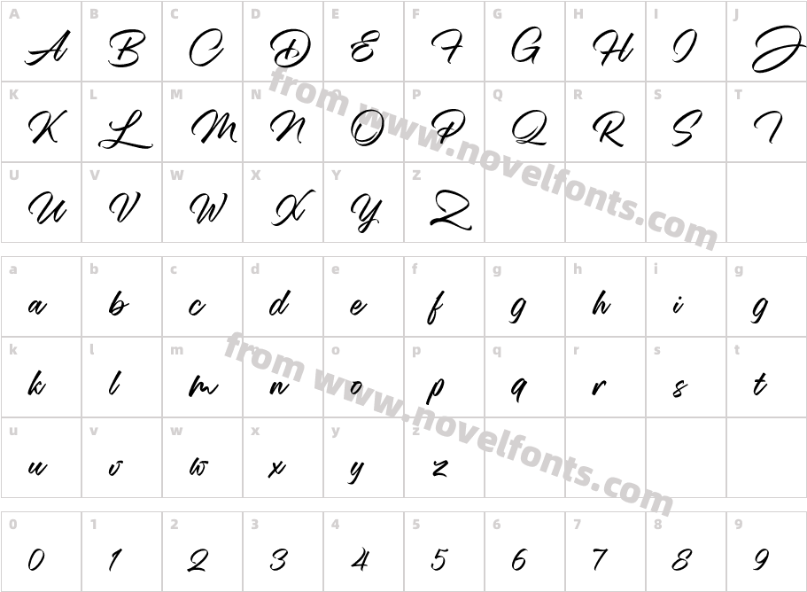 Mansions Brush ScriptCharacter Map
