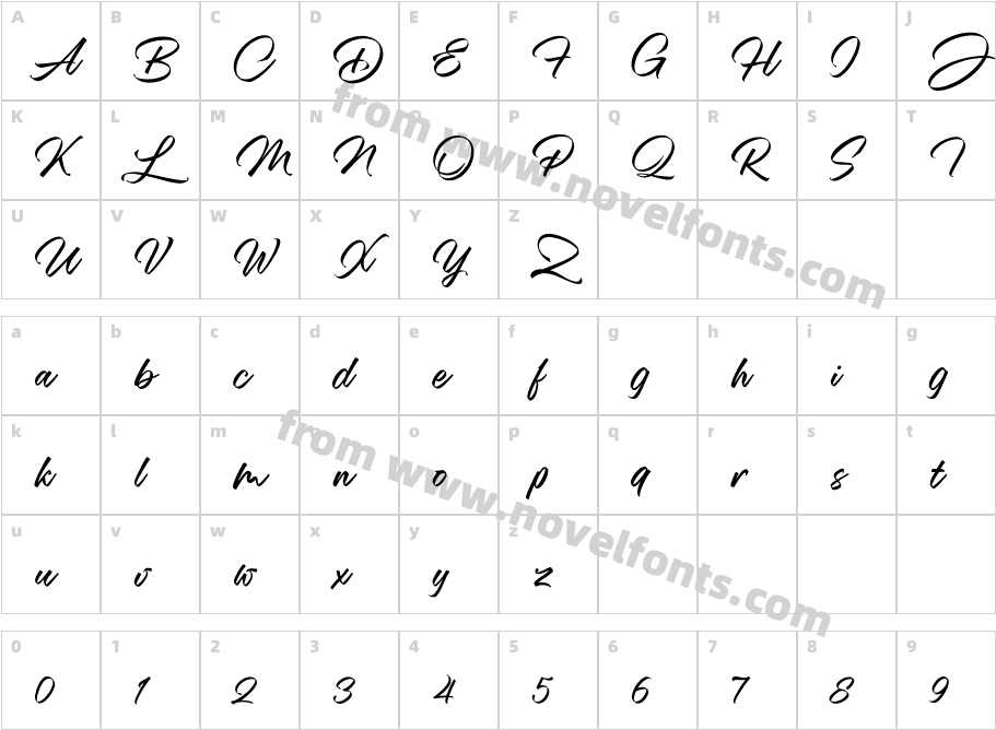 Mansions Brush ScriptCharacter Map