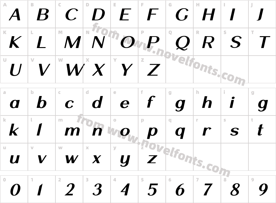 Mansory Bold ObliqueCharacter Map