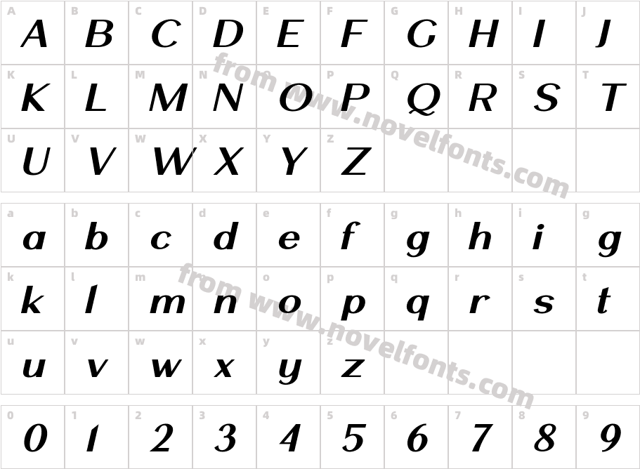 Mansory Bold ObliqueCharacter Map
