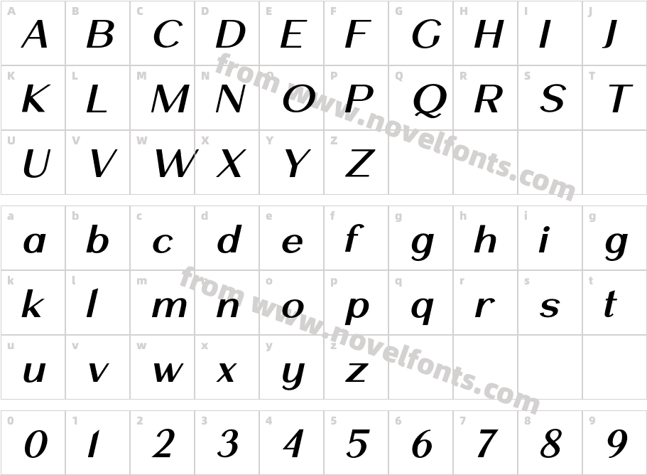 Mansory Semibold ObliqueCharacter Map