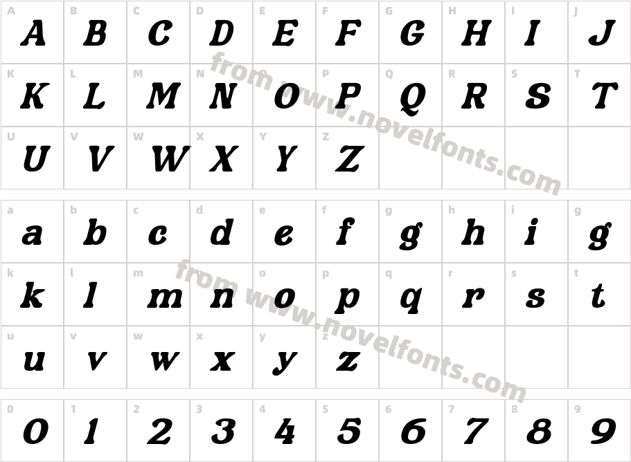 Mantana ItalicCharacter Map