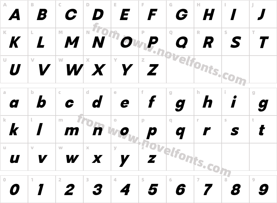 Mantey Extra Bold ItalicCharacter Map