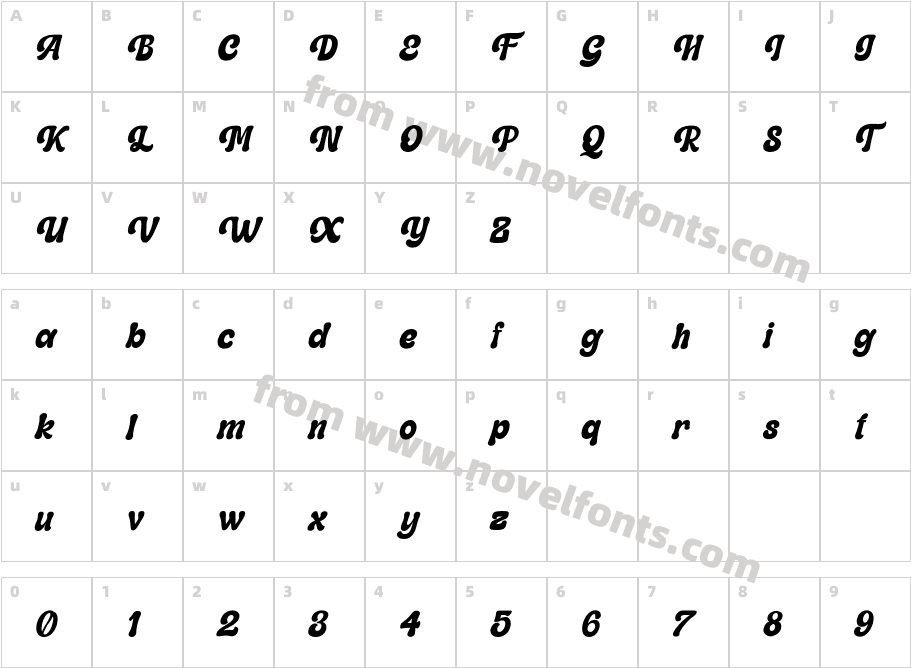 Mantige ObliqueCharacter Map