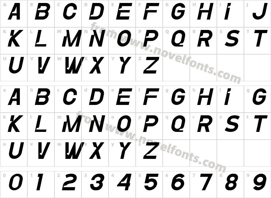 Maqon ItalicCharacter Map