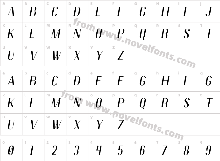Marchellia ItalicCharacter Map