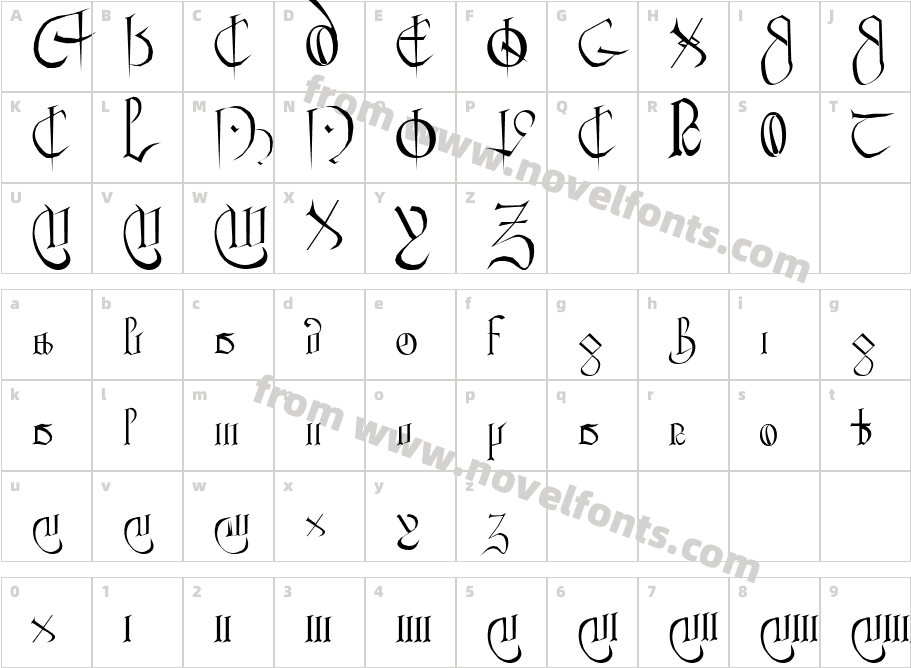 Anglo Sax PlainCharacter Map