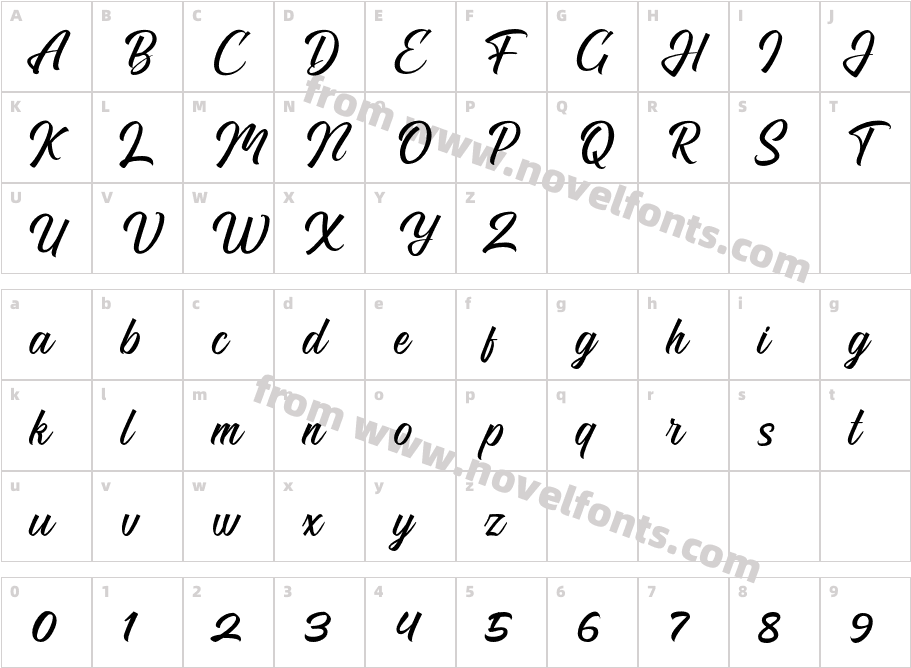 Mardiana Script RegularCharacter Map