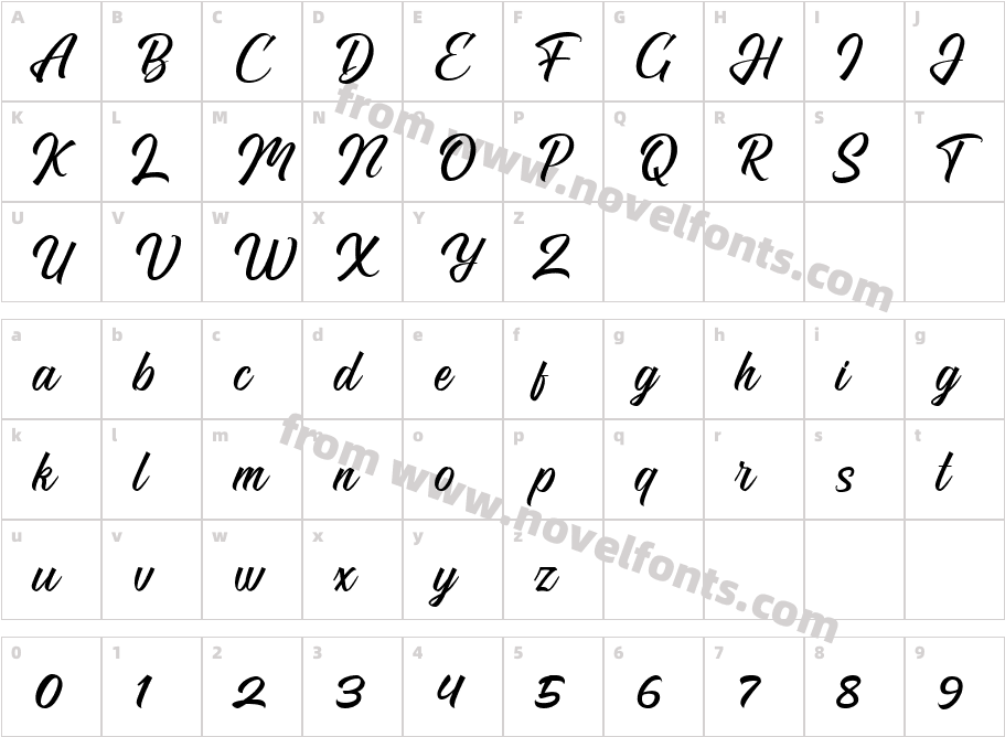 Mardiana Script RegularCharacter Map